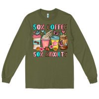 Army Green half teacher half coffee Long Sleeve Tee - JahusDesignShop