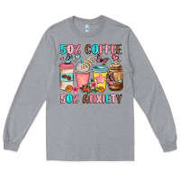 Heather Grey half teacher half coffee Long Sleeve Tee - JahusDesignShop