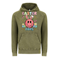 Vintage Olive easter vibes smiley face Vintage Hoodie - Artiststas