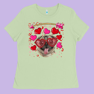 Valentine's Day  Pug Ladies Tee Designed By Ranaportraitstore