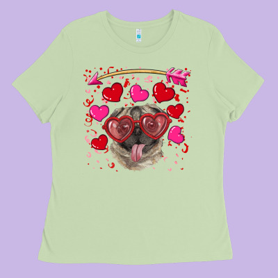 Ladies Tee Valentine's day  pug