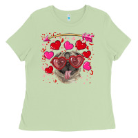 Matcha Valentine's day  pug Ladies Tee - RanaPortraitStore