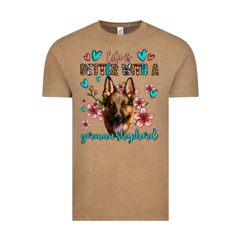 Life Is Better With A German Shepherd Vintage Tee by Jasminsmagicworld | Teevron