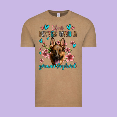 Life Is Better With A German Shepherd Vintage Tee Designed By Jasminsmagicworld