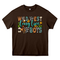 Chocolate Brown wild west long live cowboys Heavy Core Tee - Zillion Design Studio