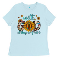 Baby Blue with god all things are possible matthew 19 26 Ladies Tee - JahusDesignShop