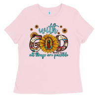 Bubblegum Pink with god all things are possible matthew 19 26 Ladies Tee - JahusDesignShop