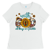 White with god all things are possible matthew 19 26 Ladies Tee - JahusDesignShop