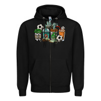 Black soccer coffee cups Zipper Hoodie - NancyCooperArtShop