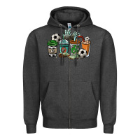 Charcoal Heather soccer coffee cups Zipper Hoodie - NancyCooperArtShop