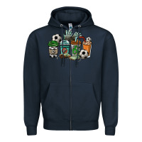 Navy soccer coffee cups Zipper Hoodie - NancyCooperArtShop