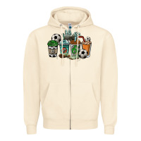 Sandshell soccer coffee cups Zipper Hoodie - NancyCooperArtShop