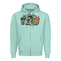 Seafoam soccer coffee cups Zipper Hoodie - NancyCooperArtShop
