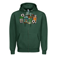 Sports Green soccer coffee cups Zipper Hoodie - NancyCooperArtShop