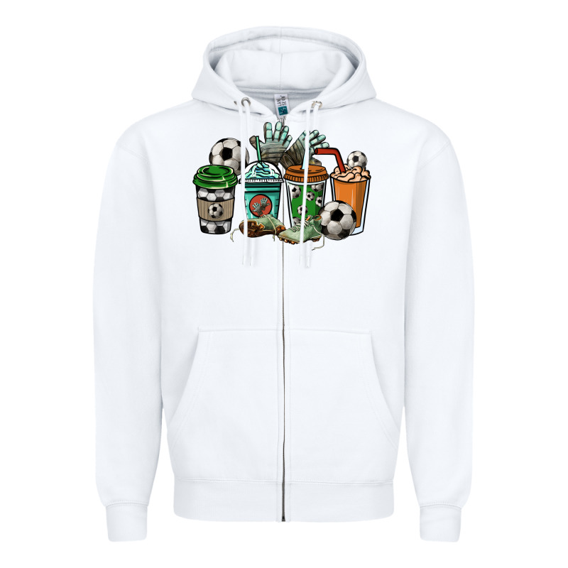 Soccer Coffee Cups Zipper Hoodie by NancyCooperArtShop | Teevron