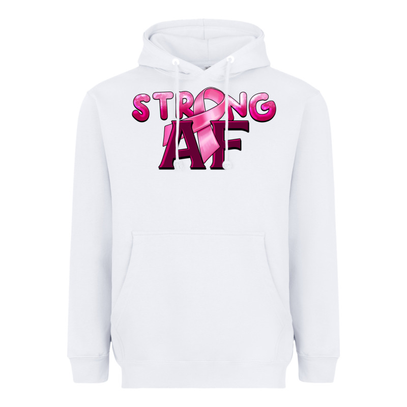 Strong Af Breast Cancer Heavyweight Hoodie by BarkalooDesign | Teevron