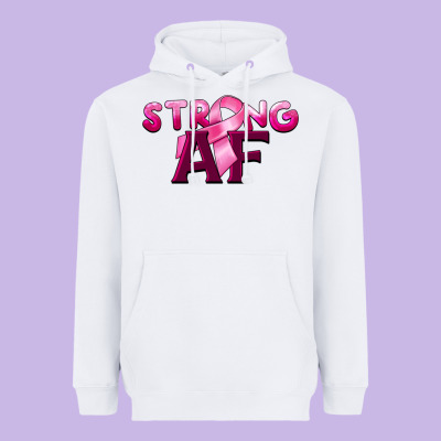 Strong Af Breast Cancer Heavyweight Hoodie Designed By Barkaloodesign
