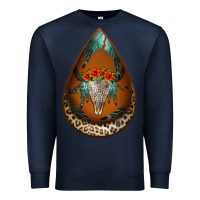 Navy leopard bullskull teardrop earrings Premium Sweatshirt - Jasminsmagicworld