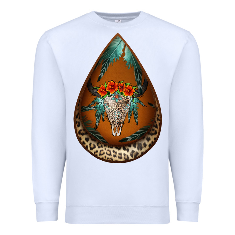 Leopard Bullskull Teardrop Earrings Premium Sweatshirt by Jasminsmagicworld | Teevron