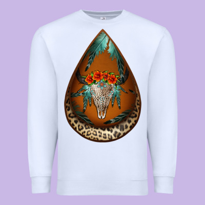 Leopard Bullskull Teardrop Earrings Premium Sweatshirt Designed By Jasminsmagicworld