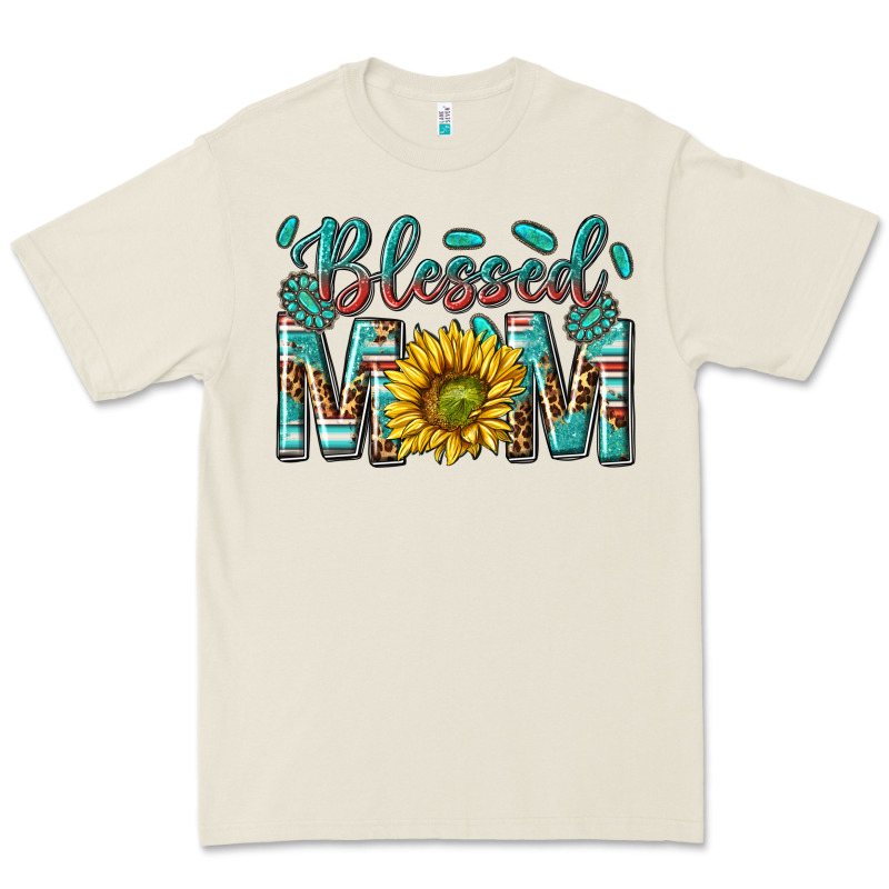 Western Blessed Mom With Sunflower Premium Tee by texasbilliewilder | Teevron