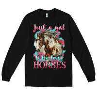 Black just a girl who loves horses mustang Long Sleeve Tee - LillyAllenDesigns