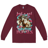 Burgundy just a girl who loves horses mustang Long Sleeve Tee - LillyAllenDesigns