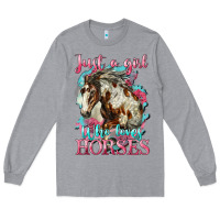Heather Grey just a girl who loves horses mustang Long Sleeve Tee - LillyAllenDesigns