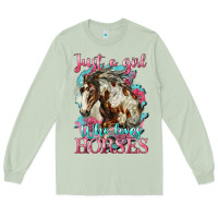 Matcha just a girl who loves horses mustang Long Sleeve Tee - LillyAllenDesigns