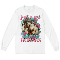 White just a girl who loves horses mustang Long Sleeve Tee - LillyAllenDesigns