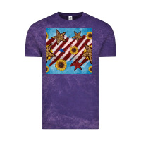 Cloud Purple western star with sunflower seamless pattern Vintage Tee - BundleAndBundleShop