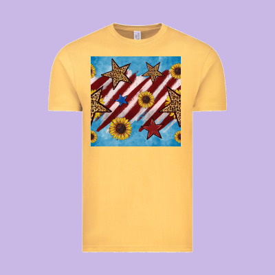 Western Star With Sunflower Seamless Pattern Vintage Tee Designed By Bundleandbundleshop
