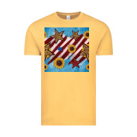 Vintage Mustard western star with sunflower seamless pattern Vintage Tee - BundleAndBundleShop