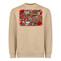 Mushroom fiesta with sombrero background Heavyweight Sweatshirt - Artiststas