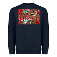 Navy fiesta with sombrero background Heavyweight Sweatshirt - Artiststas