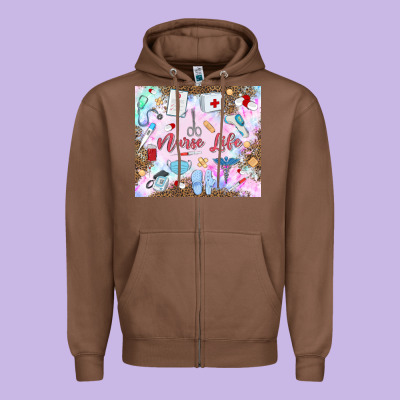 Nurse Life Zipper Hoodie Designed By Maliassmallbusiness
