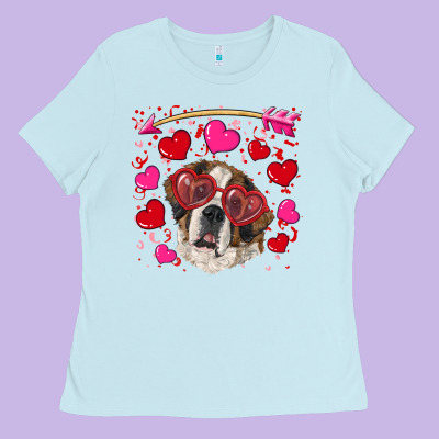 Ladies Tee valentine's day  saint bernard dog