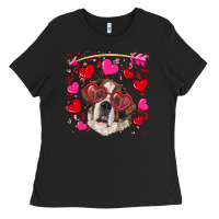 Black valentine's day  saint bernard dog Ladies Tee - RanaPortraitStore