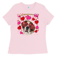 Bubblegum Pink valentine's day  saint bernard dog Ladies Tee - RanaPortraitStore