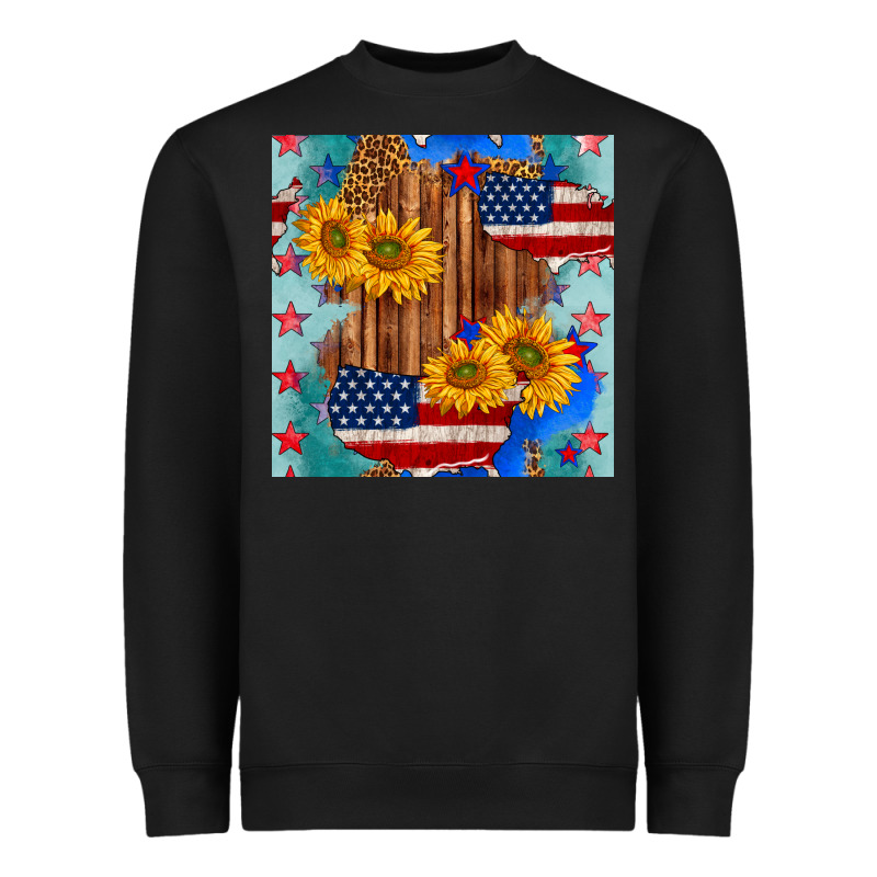 Usa Map With Sunflowers And Leopard Seamless Pattern Heavyweight Sweatshirt by BundleAndBundleShop | Teevron