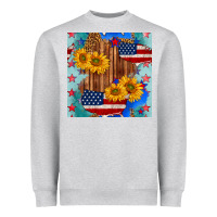 Heather Grey usa map with sunflowers and leopard seamless pattern Heavyweight Sweatshirt - BundleAndBundleShop