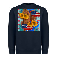 Navy usa map with sunflowers and leopard seamless pattern Heavyweight Sweatshirt - BundleAndBundleShop