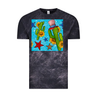 Cloud Black 4th of july cacti seamless pattern Vintage Tee - BundleAndBundleShop