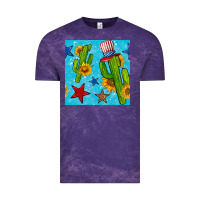 Cloud Purple 4th of july cacti seamless pattern Vintage Tee - BundleAndBundleShop