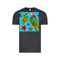 Vintage Black 4th of july cacti seamless pattern Vintage Tee - BundleAndBundleShop