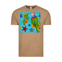 Vintage Coffee 4th of july cacti seamless pattern Vintage Tee - BundleAndBundleShop