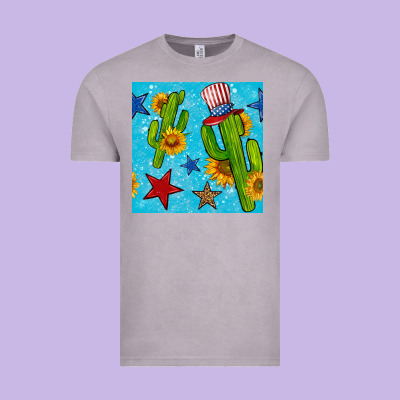 4th Of July Cacti Seamless Pattern Vintage Tee Designed By Bundleandbundleshop