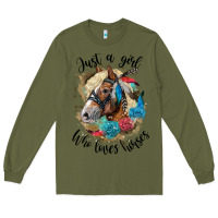 Army Green just a girl who loves horses haflinger Long Sleeve Tee - LillyAllenDesigns