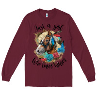 Burgundy just a girl who loves horses haflinger Long Sleeve Tee - LillyAllenDesigns
