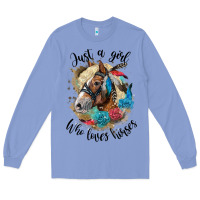 Colony Blue just a girl who loves horses haflinger Long Sleeve Tee - LillyAllenDesigns